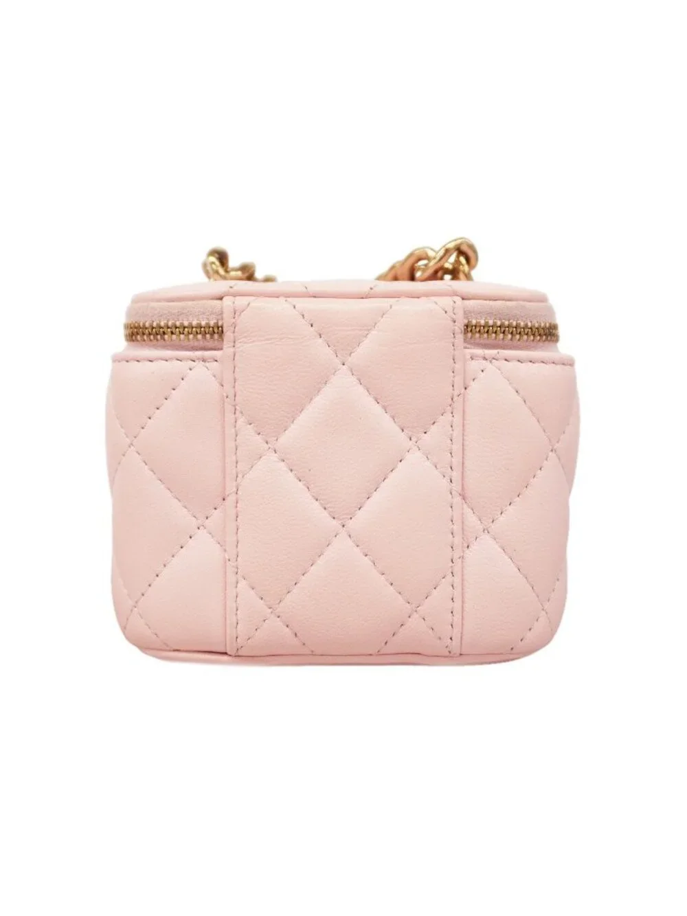 Chanel Shoulder Bag Quilted Lambskin Pink Champagne Gold